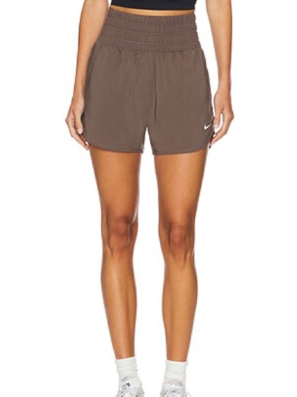 Nike Women's Brown Elastic-Waist Training Shorts